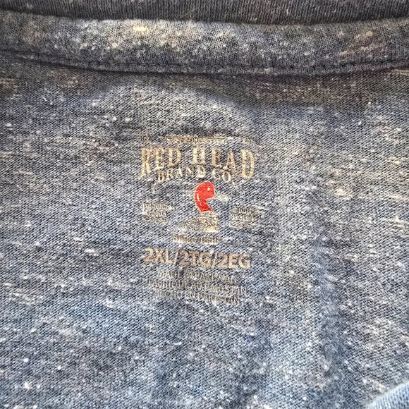 Red Head Pull over Shirt Hunting Outdoor Mens 2X short sleeve blue cotton blend - Picture 2 of 8